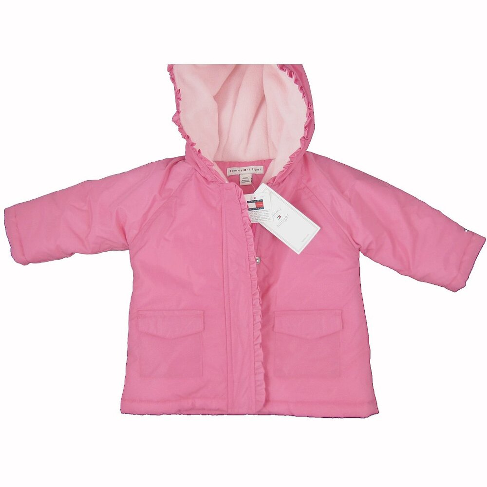 NEW Tommy Hilfiger Toddler Girls Winter Jacket! Pink Fleece Lined Hood Insulated